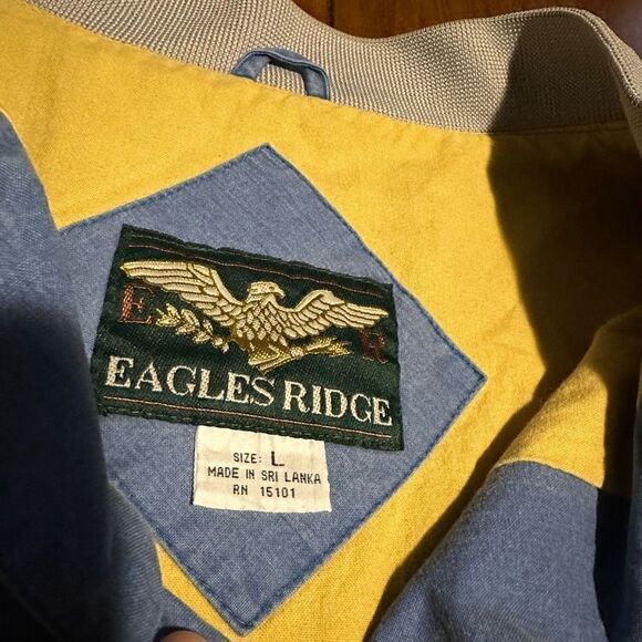 Vintage Eagles Ridge Outfitters Jacket Mens Large Blue Denim Sweater Snap Bomber - Picture 4 of 9